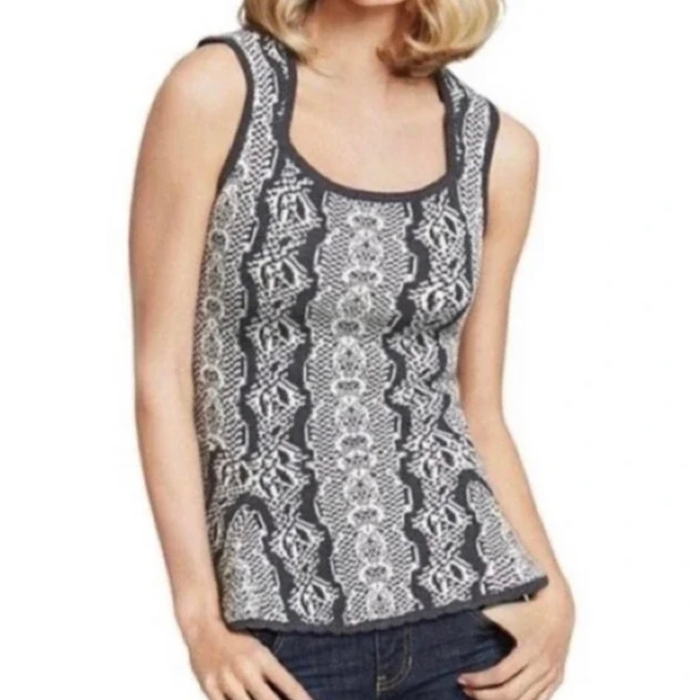 CABI peplum knit vest M sleeveless square neck ruffle waist sweater #887 medium